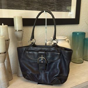 Authentic Coach SOHO Leather whipstitch Tote Style 5770 Black
